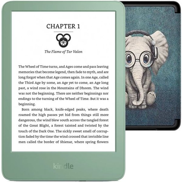 Amazon Kindle 6" Wi-Fi 16GB Matcha (11th Gen 2024) With Elephant Cover