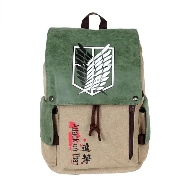 Anime Canvas Leather Backpack Gadget Time 20L Laptop Travel School Bag - AOT