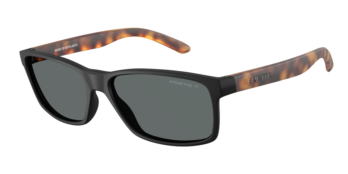 Arnette Slickster Rectangle Black Polarized Dark Grey Sunglasses