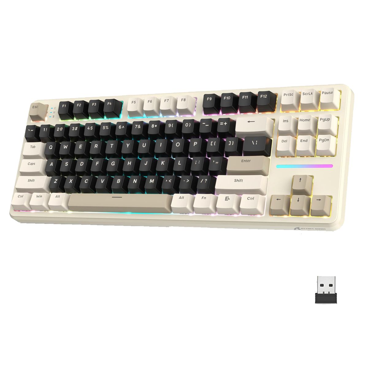 ATTACK SHARK X87 RGB Gaming Keyboard, Wireless Mechanical Keyboard Tri-Mode - Cheese White