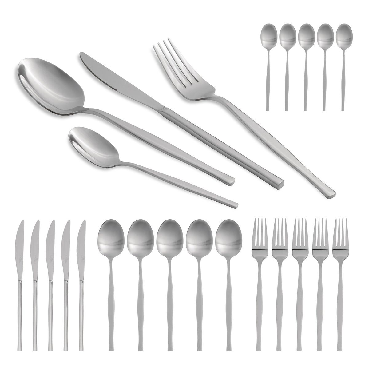 Berlinger Haus 24-Piece Stainless Steel Cutlery Set, Silver Mirror Polish