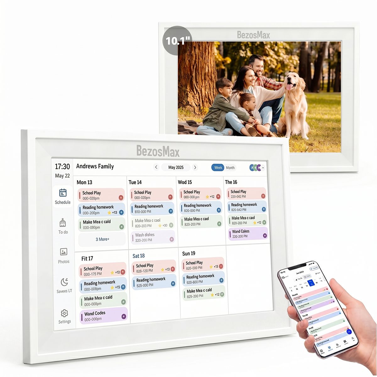 BezosMax 10.1'' HD Smart Calendar WiFi Digital Photo Frame for Family Life