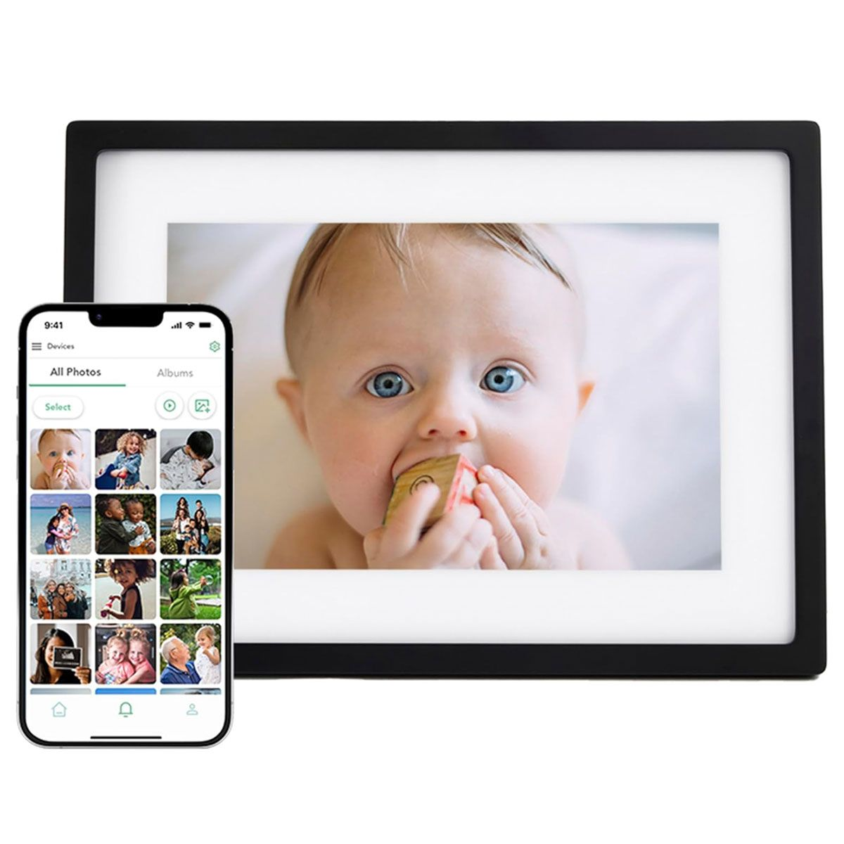BezosMax Smart Digital Photo Frame WiFi 10.1 Inch Auto-Rotate and Slideshow - Magnetic Type