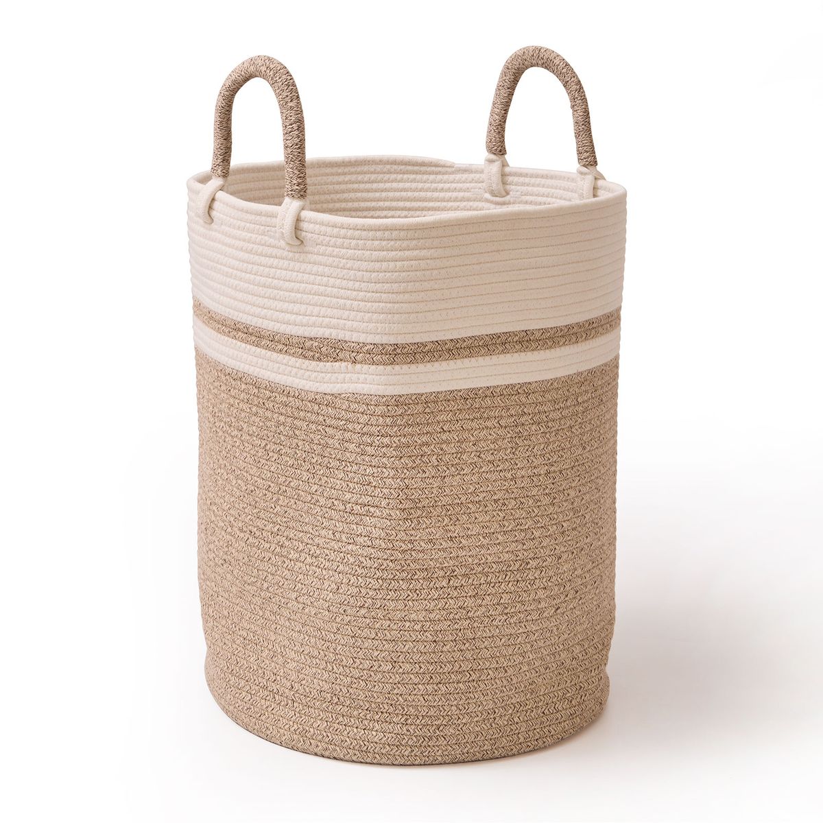 Chenshia Cotton Laundry Basket Foldable Woven Storage Basket Blanket 58L - Beige