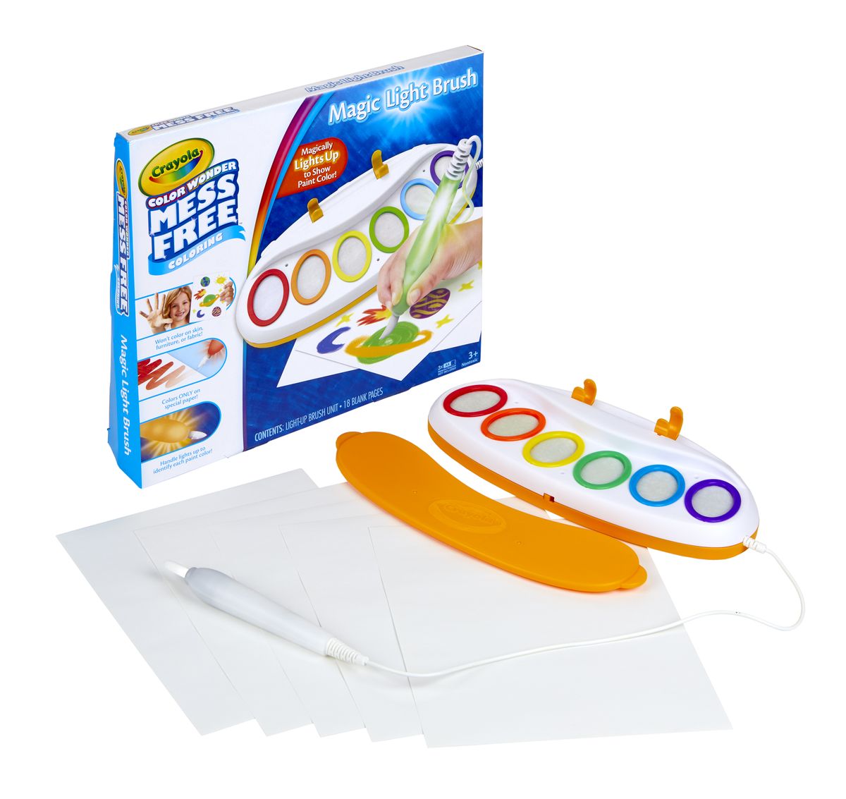 Crayola Color Wonder Magic Light Brush with 30 Page Paper Refill Bundle