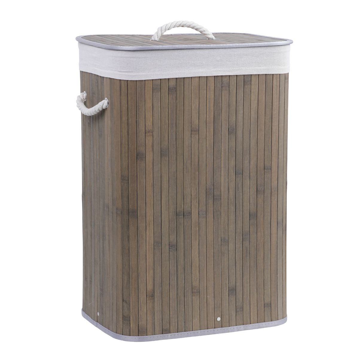 Creative Deco 75Lt Rectangular Bamboo Laundry Basket - Rustic Brown