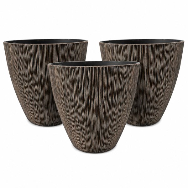 Creative Deco Set of 3 VIRGINIA Pots - Large Indoor & Outdoor Plant Pots - Brown