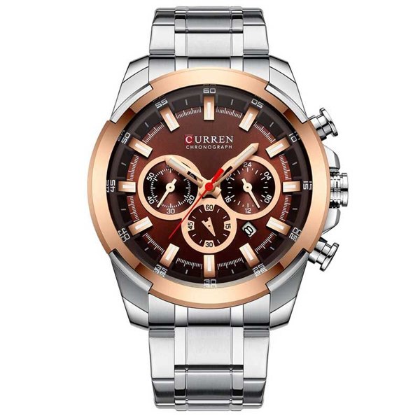 Curren 8361 Chronograph Men's Watch - Rose Gold & Silver