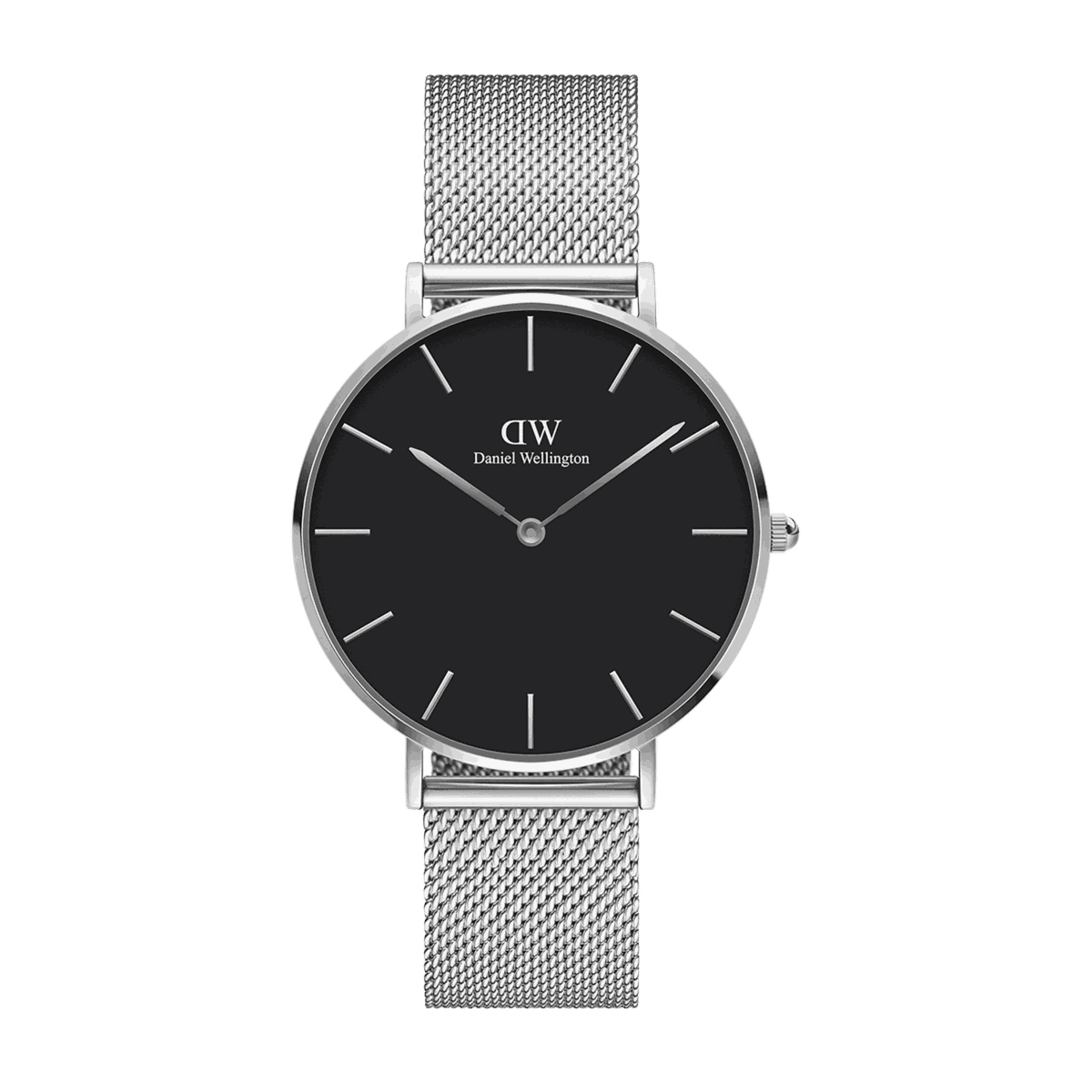 Daniel Wellington Meshed 32 mm Women's Watch (Melsterash) (Parallel Import) - Silver Mesh, Black Dial