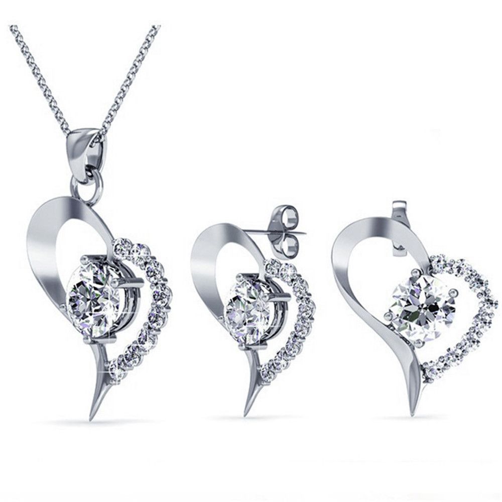 Destiny Heart Earring and Necklace Set with Swarovski Crystals