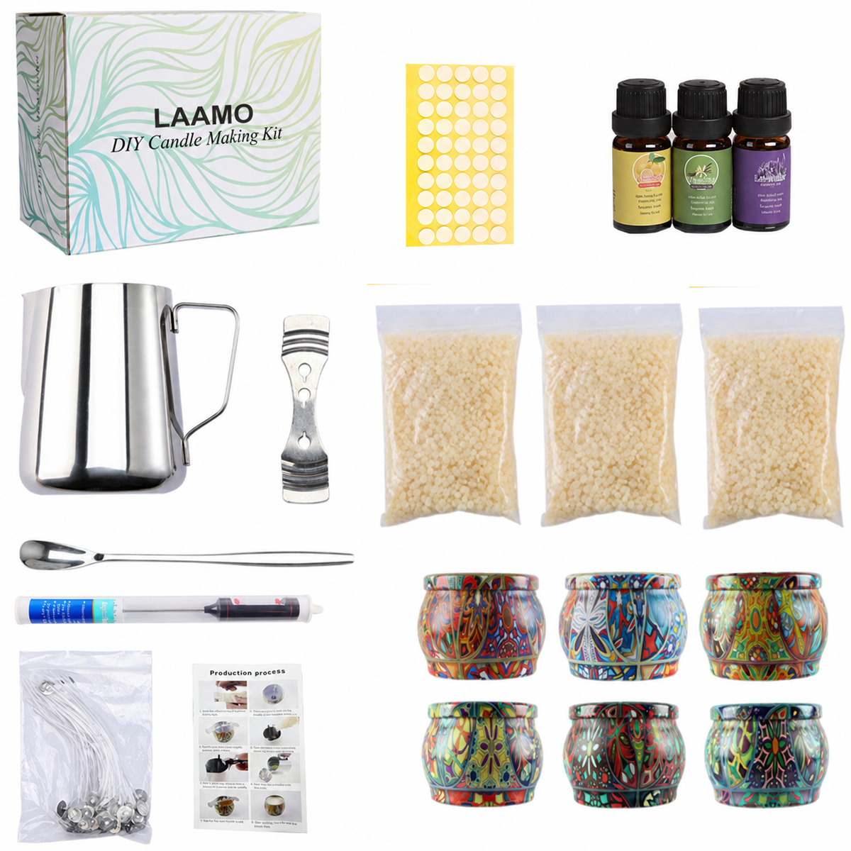 DIY Scented Candle Making Kit With Thermometer & Pouring Pot