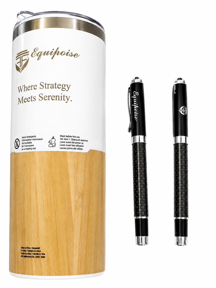 EQUIPOISE Executive Travel Mug & Pen Gift Set - Premium Office Bundle