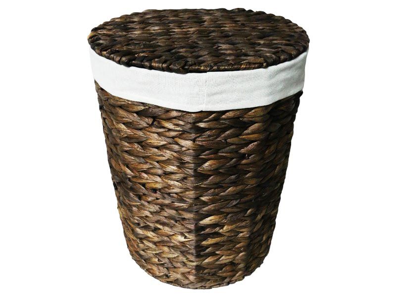 George & Mason Woven Seagrass Laundry Basket Round Dark Brown - Small