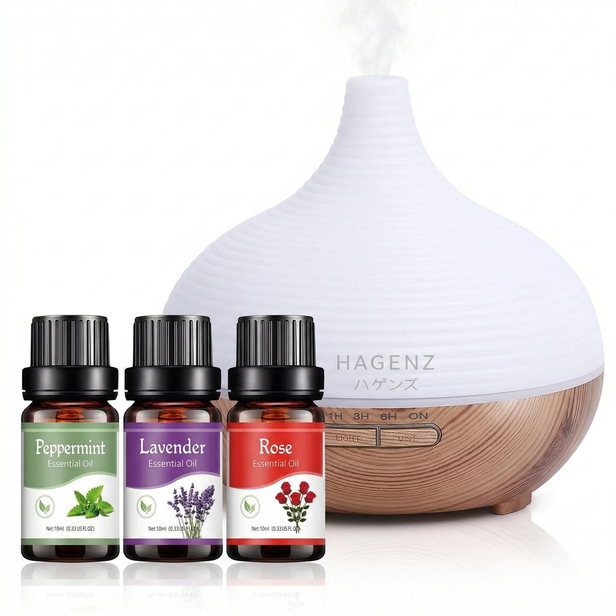 Hagenz Ultrasonic Aroma Diffuser 5-in-1 Humidifier 400ml with 3 x10ml oils
