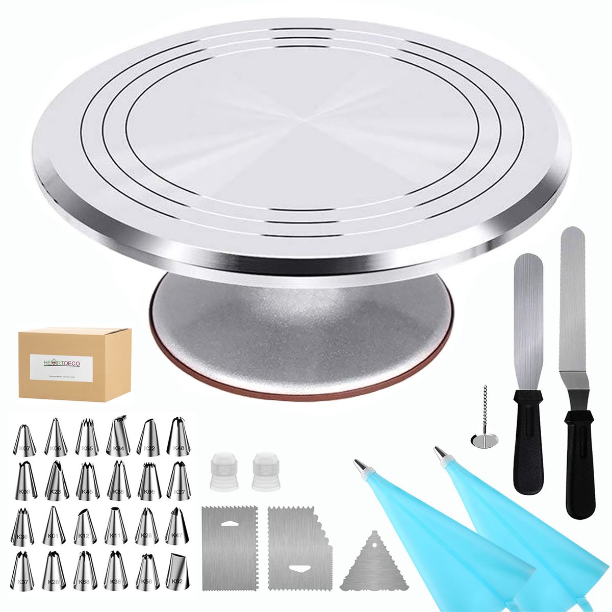 Heartdeco 35 In 1 Aluminium Cake Turntable & Decorating Supplies Set