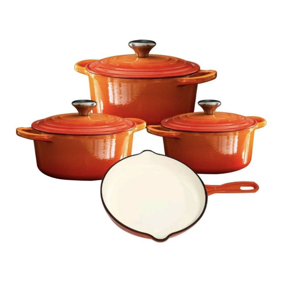 High Quality Cast Iron 7-piece Cookware Set - White