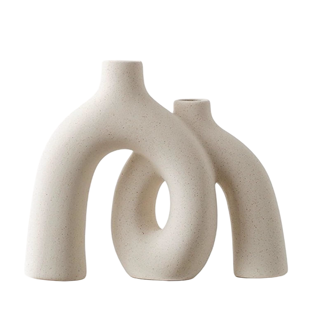 Hug Donut Modern Nordic Boho Style Ceramic Decorative Vase. Home & Office - Cream White