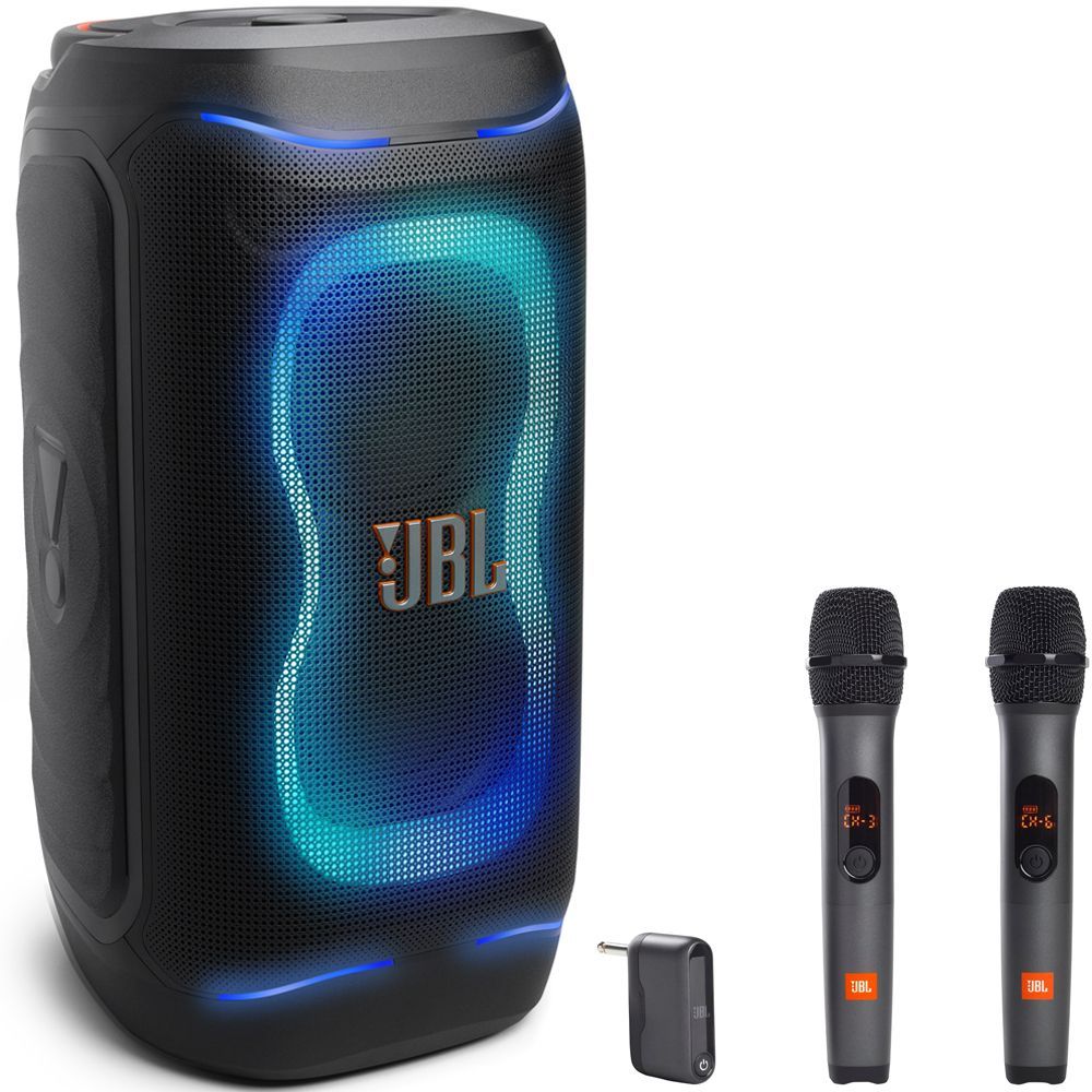 JBL PartyBox 130 Portable Bluetooth Speaker with 2 JBL Wireless Microphones - Black