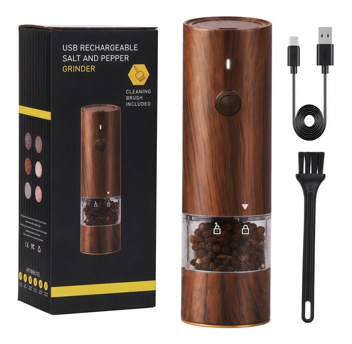 KEMEI Electric Salt and Pepper Grinder Set, Type-C Rechargeable Salt
