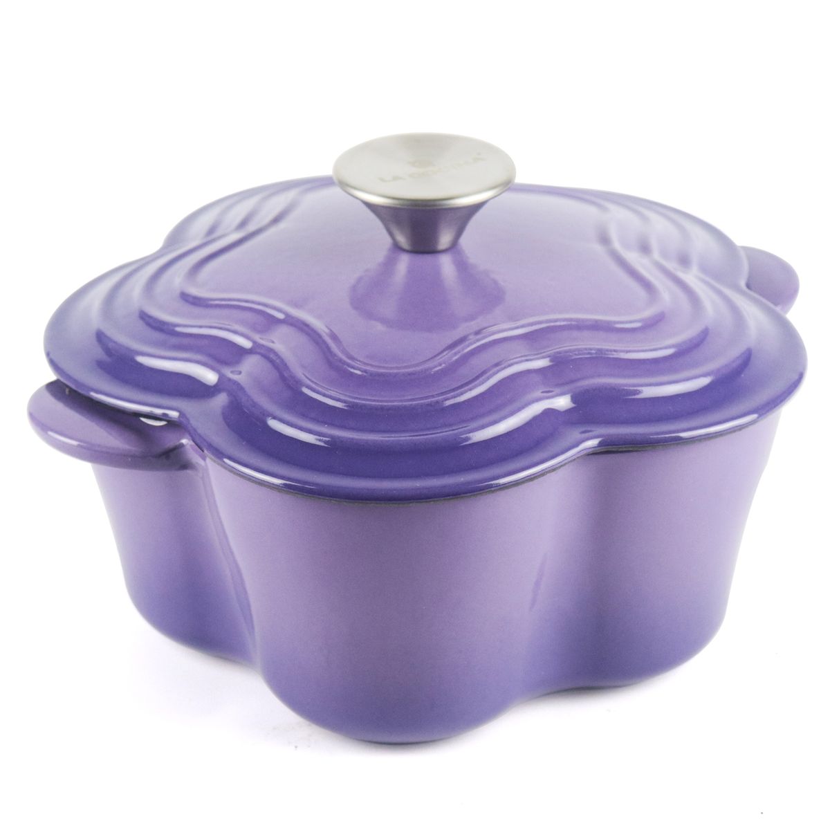 La Cocina 2QT Jacaranda Love Cast Iron Enamel Casserole Pot 2-Litre