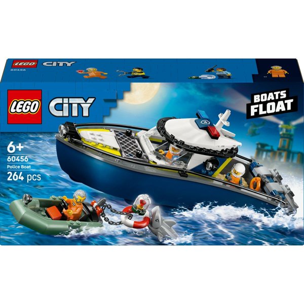 LEGO® City Police Boat Chase Toy with Floatable Speedboat and Dinghy 60456