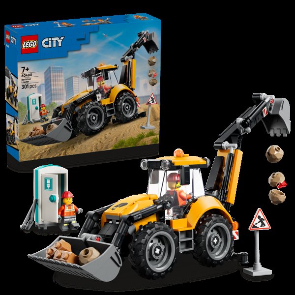 LEGO® City Yellow Backhoe Loader - Construction Toy 60480