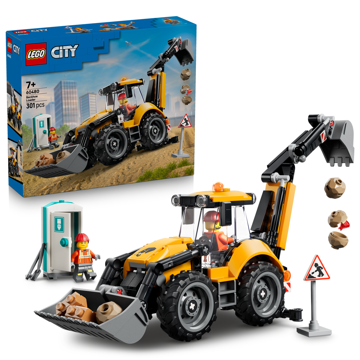 LEGO® City Yellow Backhoe Loader - Construction Toy 60480