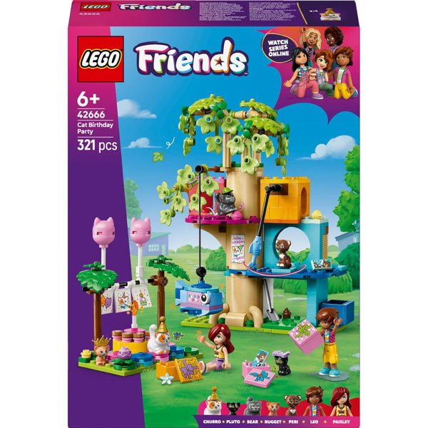 LEGO® Friends Cat Birthday Party & Tree House Building Kit Toy 42666