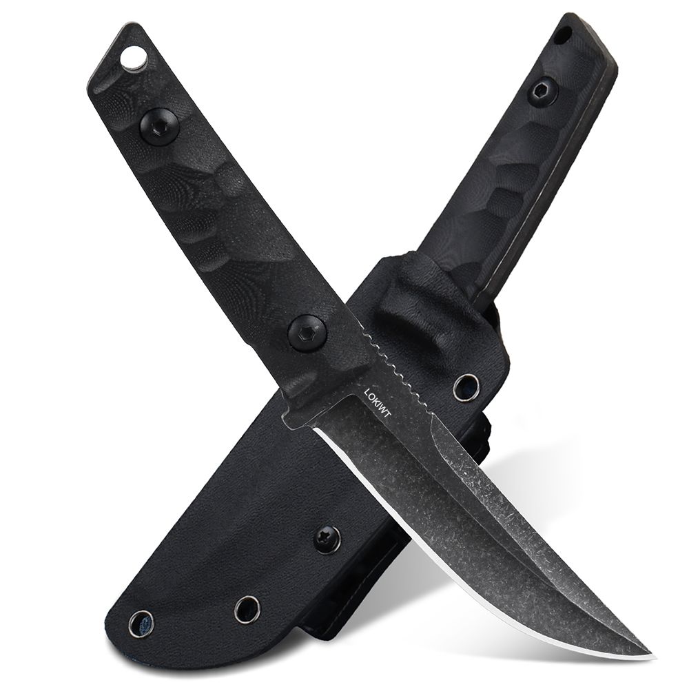 LOKIWT Fixed Blade Survival Hunting Knife with Kydex Sheath Outdoor Camping