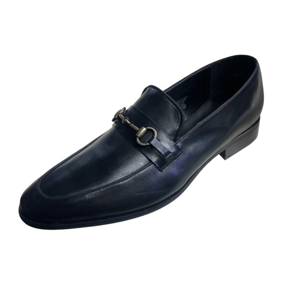 Men's Formal Leather Shoes By John Drake /Moccasin Style - Black