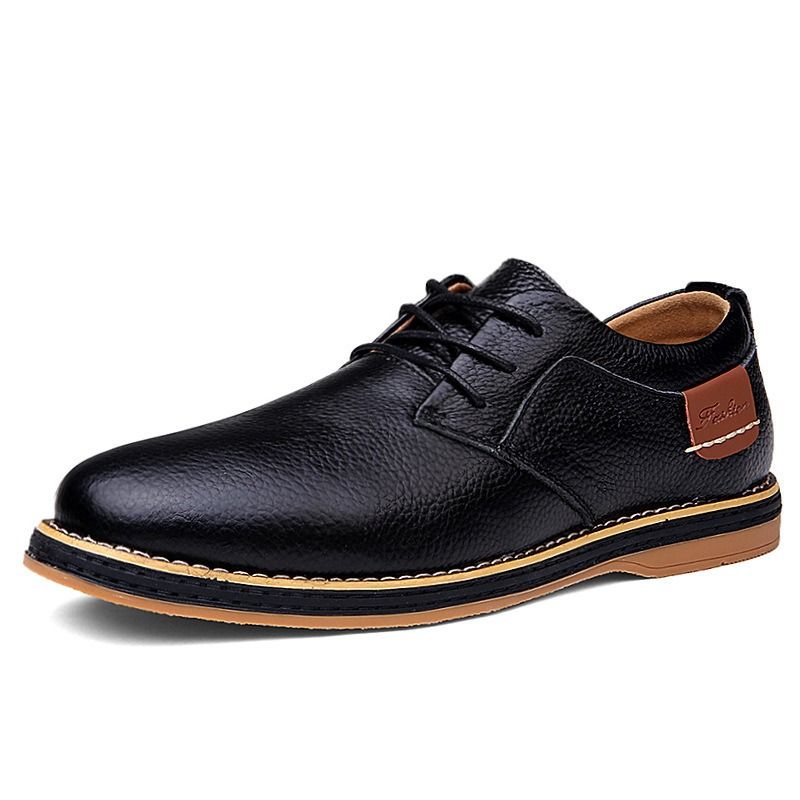 Men's Handmade Leather Lace-Up Derby Shoes - Full Grain Leather - Black