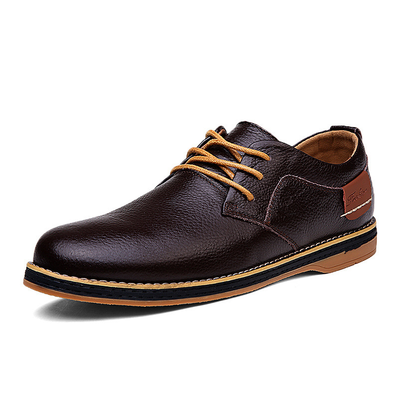 Men's Handmade Leather Lace-Up Derby Shoes - Full Grain Leather - Brown