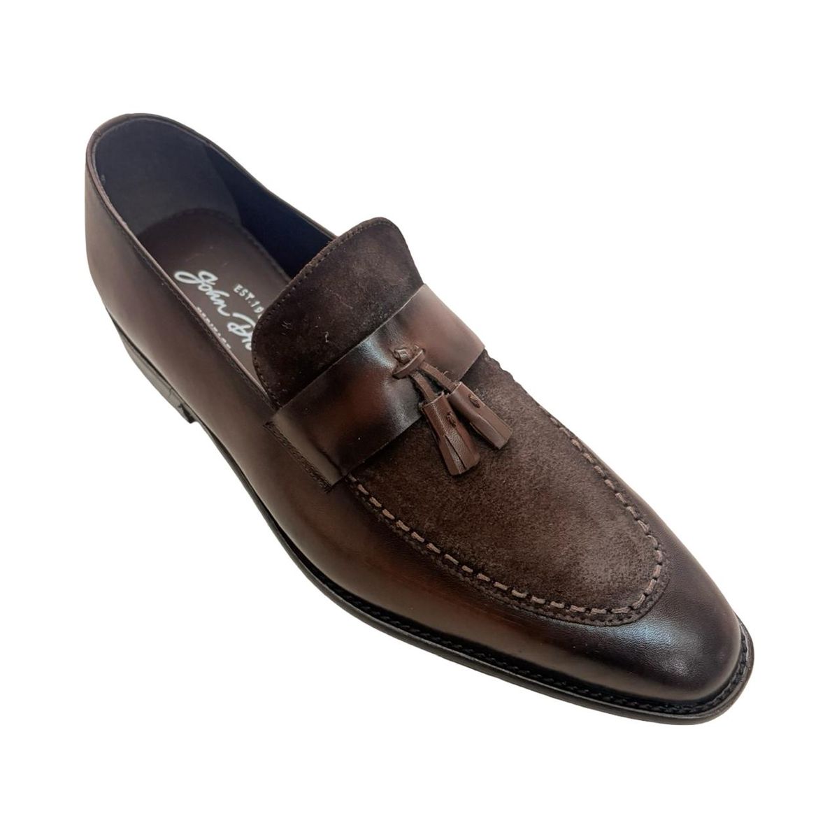 Men's Leather & Suede Tassel Loafers - Formal Slip-On Brown Shoes