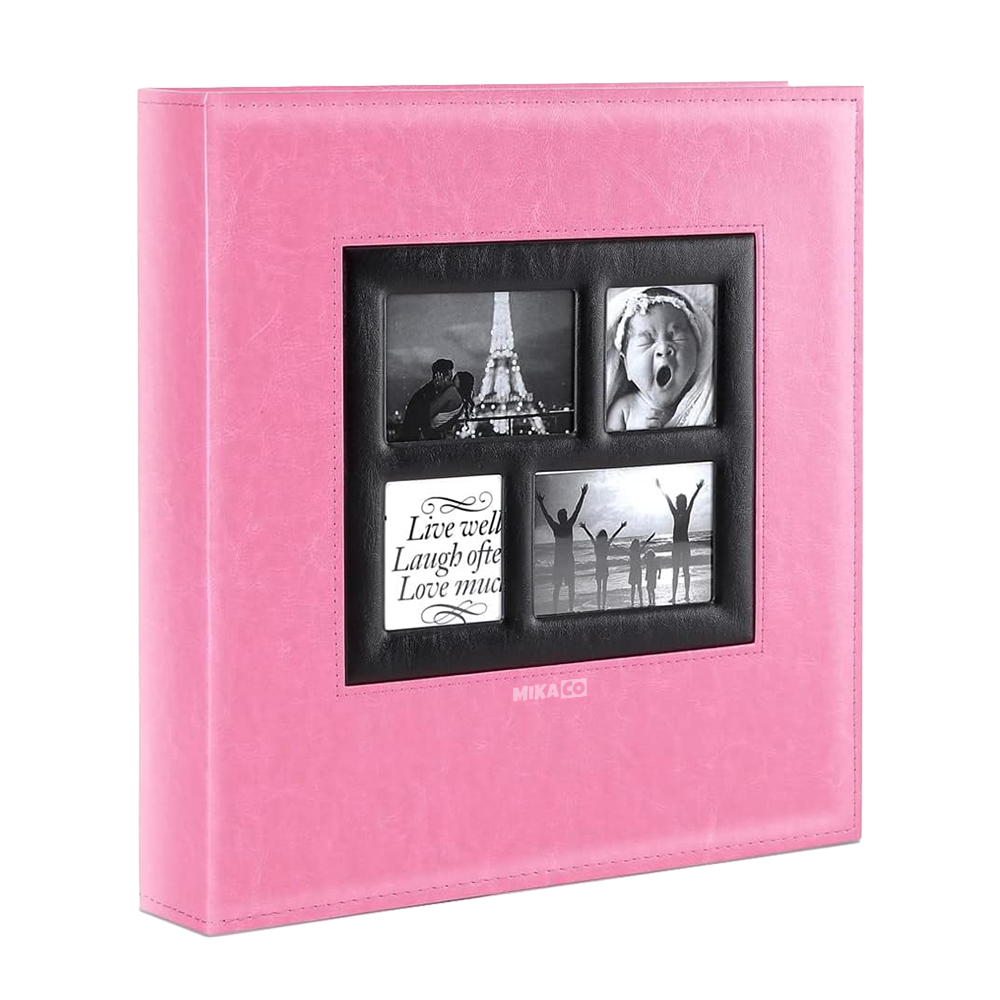 MIkaco PU Leather 4x6 Photo Album - 1000 Pockets Slip-in Case - Pink