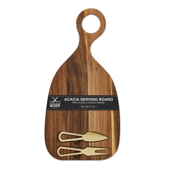 My Butchers Block - Acacia Serving Board with 2 Cheese Knives