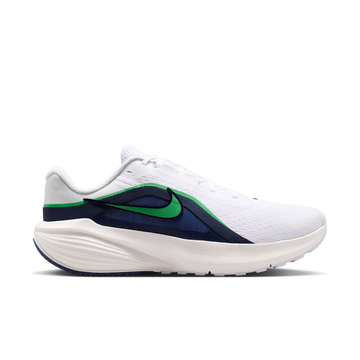 Nike Men's Downshifter 14 Road Running Shoes - White/Green Spark/Navy