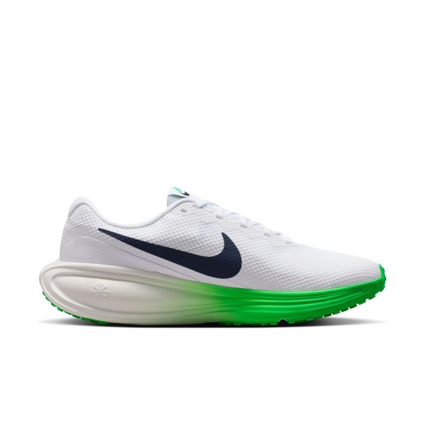 Nike Men's Revolution 8 Road Running Shoes - White/Midnight Navy/Green