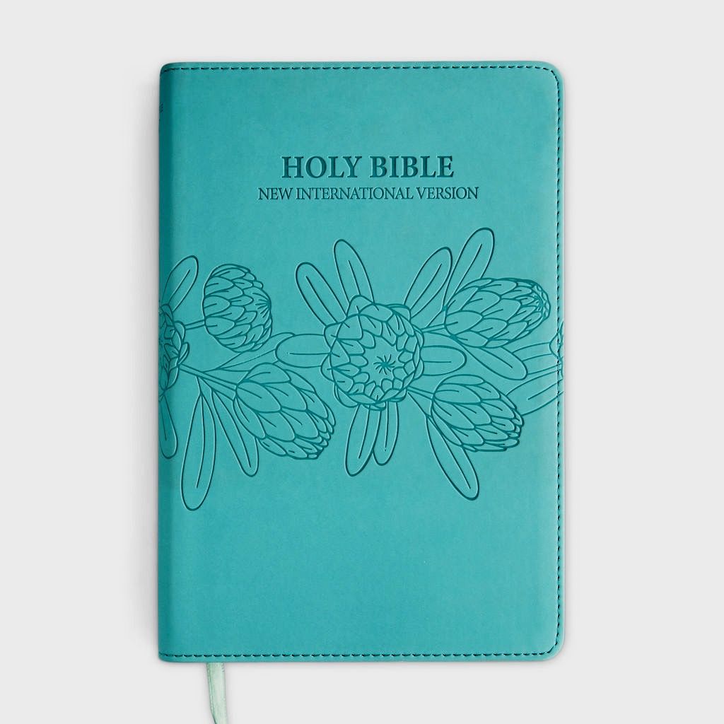 NIV Leather Touch Sea Green Protea Bible