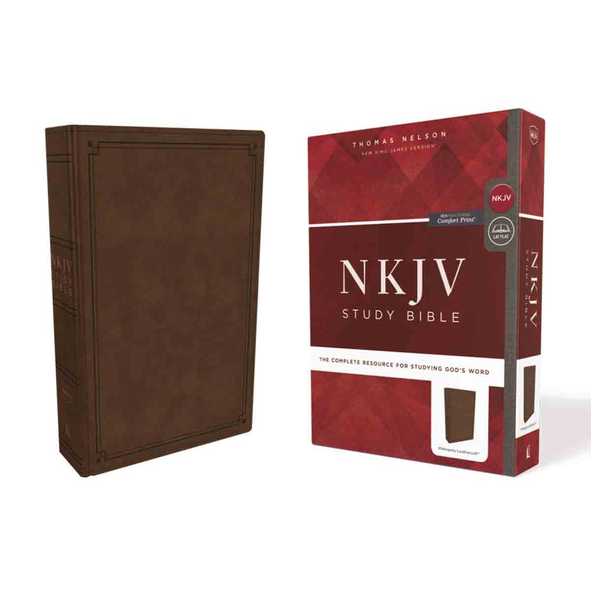 NKJV Study Bible, Leathersoft, Brown, Comfort Print