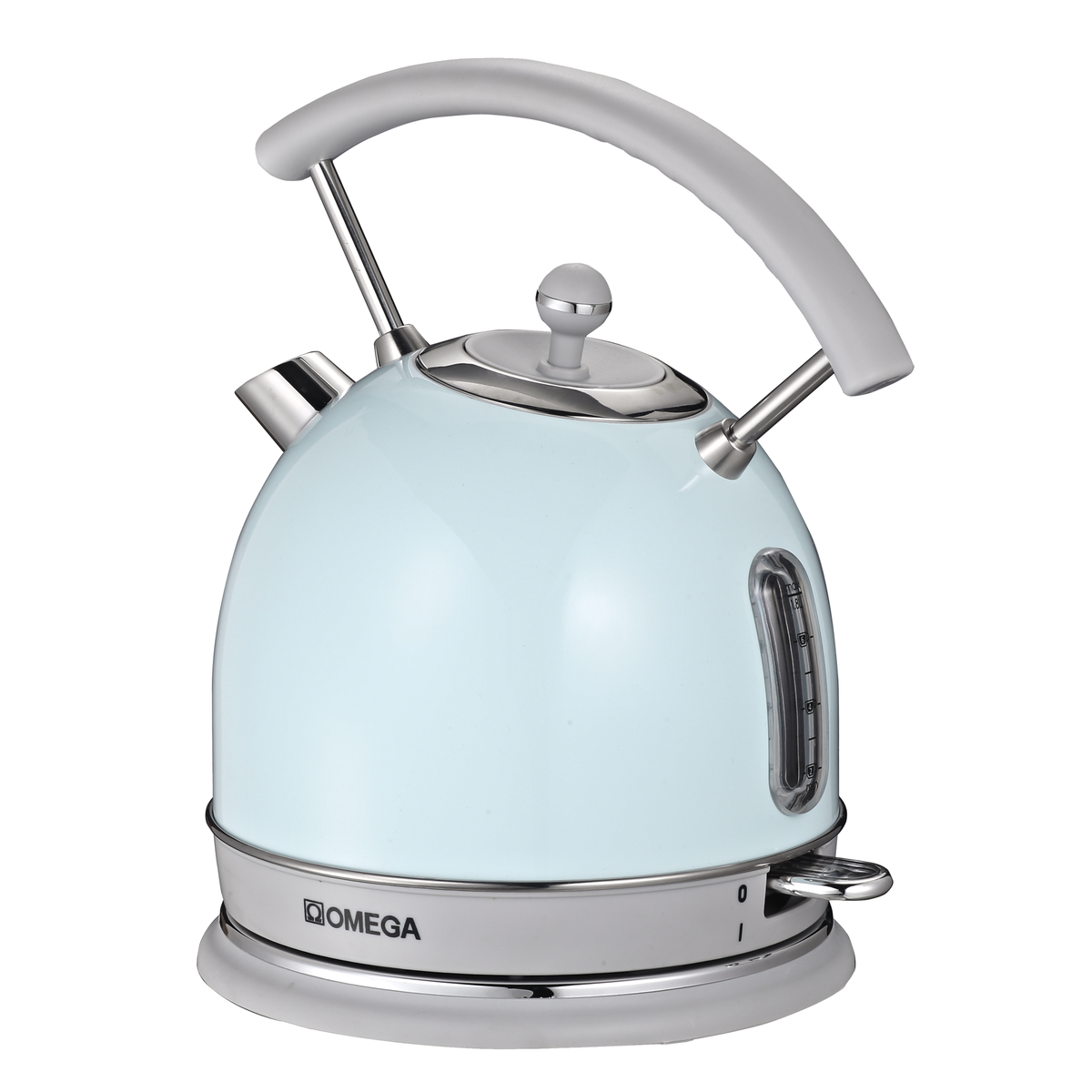 Omega Vintage Kettle, Fast Boil, Easy Pour, 360 Degree Base, 1.8L - Sky Blue