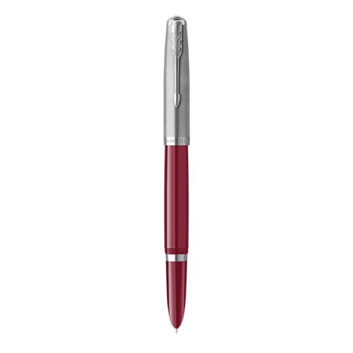 PARKER 51 Fountain Pen - Burgundy Chrome Trim Fine Nib (Black) Gift Box