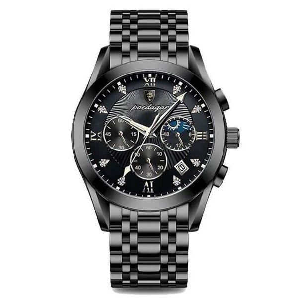 Poedagar - Marine Stainless Steel Luxury Men's Watch - Black