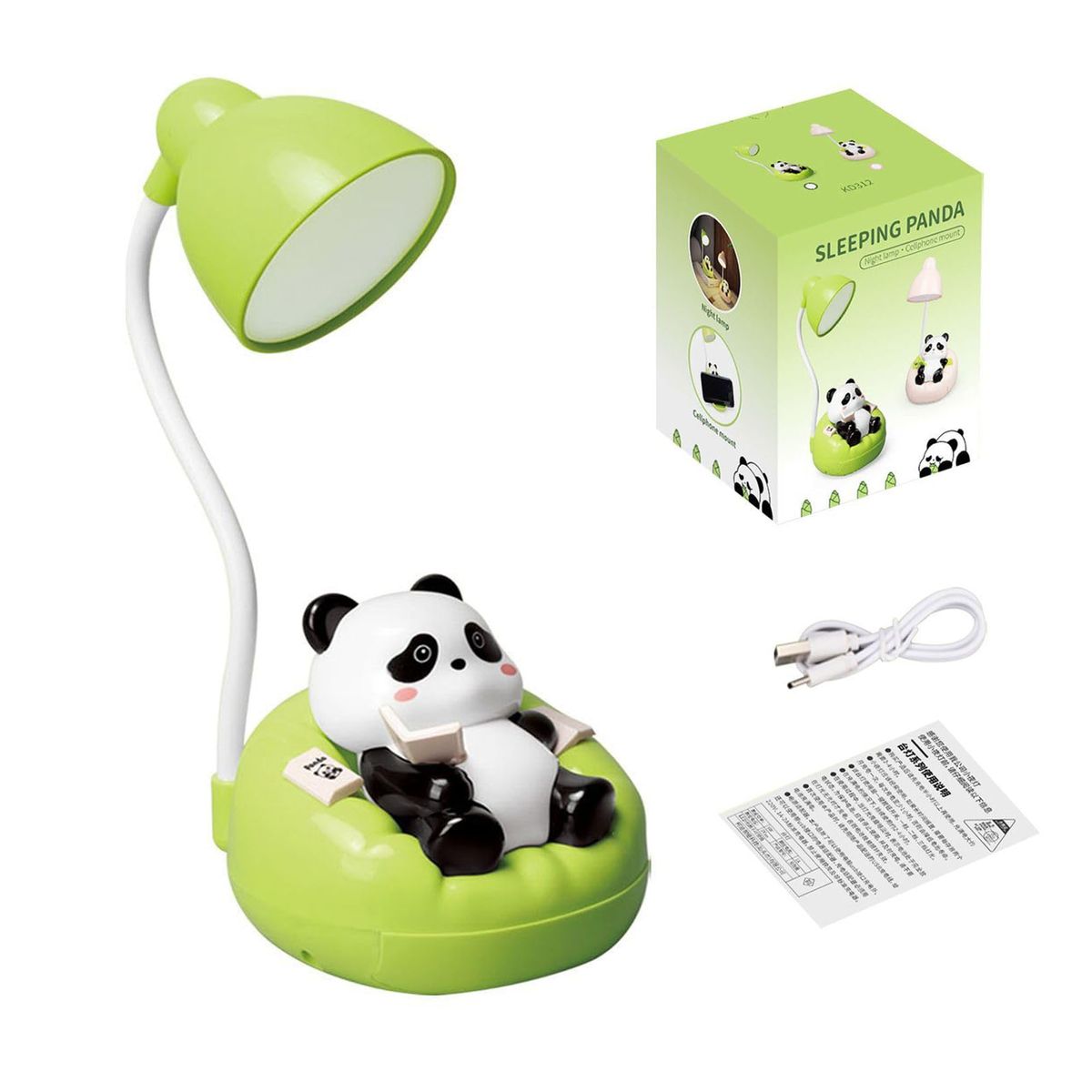 Rechargeable Eye-protective LED Panda Desk Lamp with Phone Holder