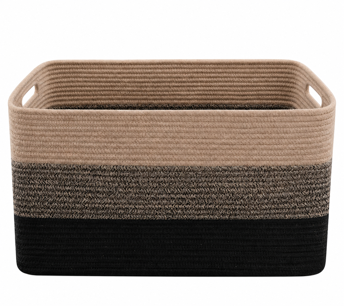Rectangular Large Woven Blanket, Laundry Basket 22"x17"x12" - 75 L - Black, Brown