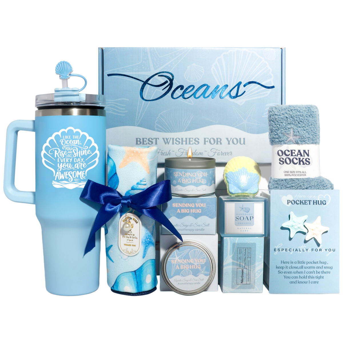 Relaxing Spa Gift Set - Couple's Birthday Gift for Men & Women - Blue