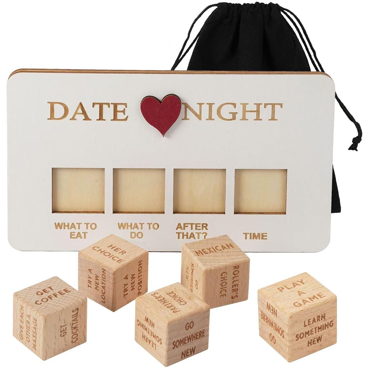 Romantic & Funny Wooden Date Night Dice For Couples-Activity Game Gift Dice