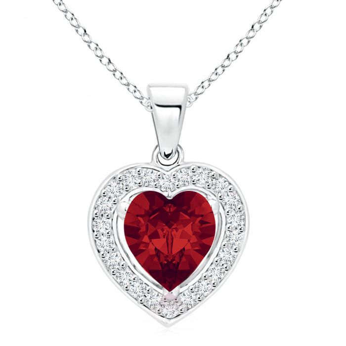 Stella Luna Heart Necklace with Swarovski Ruby Crystal