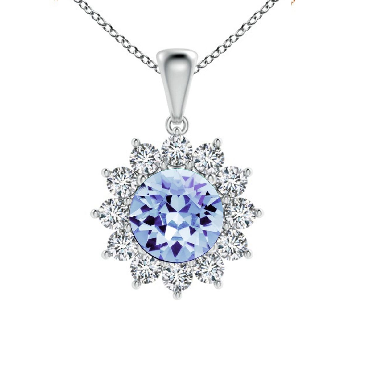 Stella Luna Mia Necklace - Made with Swarovski Light Sapphire Crystal