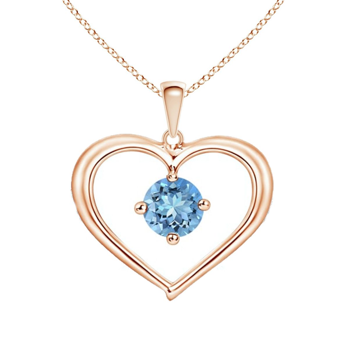 Stella Luna Sweet Heart Necklace with Swarovski  AquamarineCrystal Rosegold