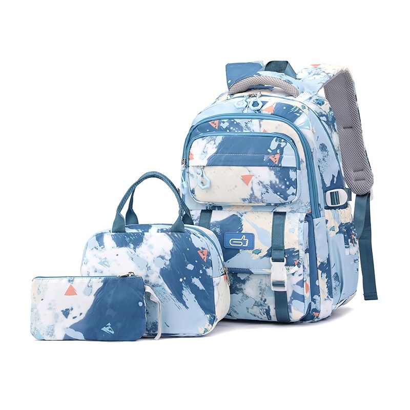 The Clip-Large Capacity Waterproof CamoPrint School Bag Laptop Backpack - NavyBlueWhite